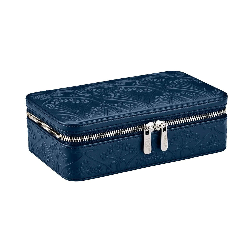 WOLF X LIBERTY Navy All Over Ianthe Medium Jewellery Zip Travel Case