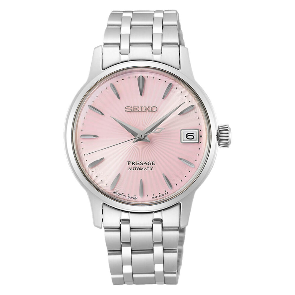 Seiko Presage Cocktail Time 'Cosmopolitan' 33.8mm Pink Dial Steel Bracelet Watch image number 0