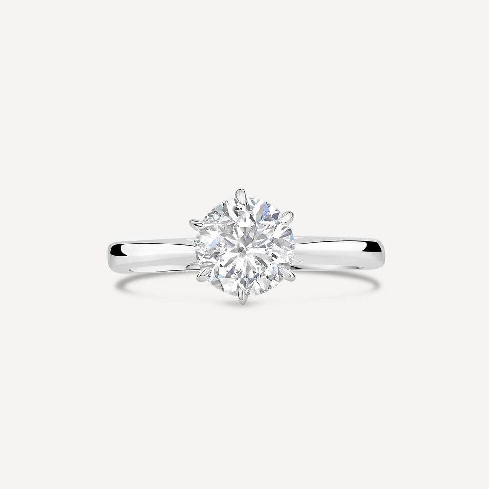 Sterling Silver 6 Claw Cubic Zirconia Solitaire Ring image number 1