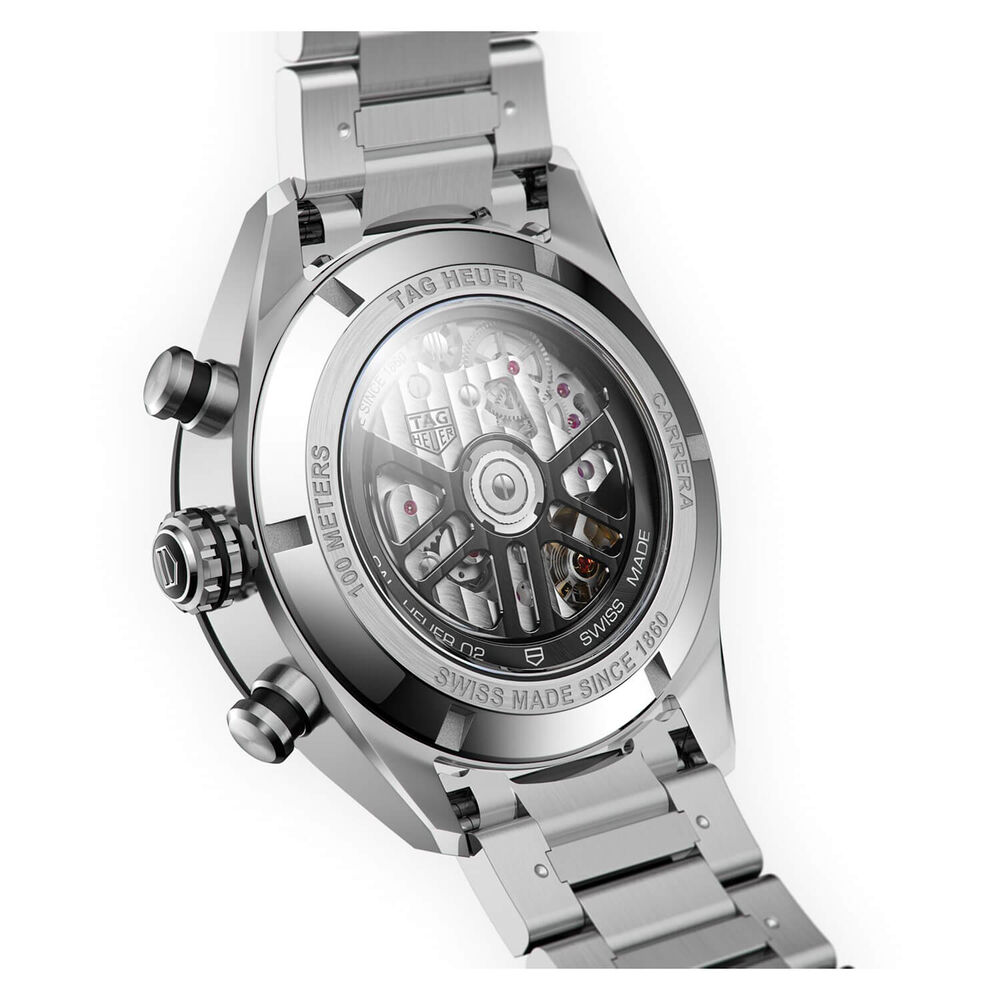 TAG Heuer Carrera Chronograph 44mm Black Dial & Bezel Stainless Steel Bracelet Watch image number 3