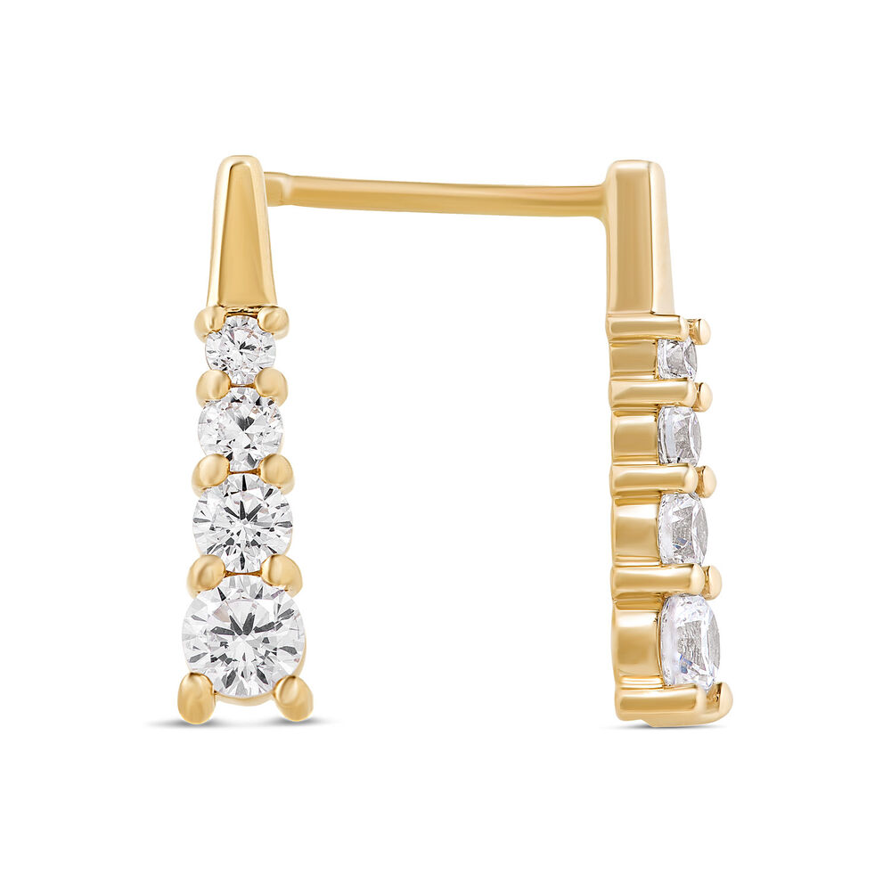 9ct Yellow Gold Four Stone Gradient Cubic Zirconia Triangle Drop Earrings image number 1