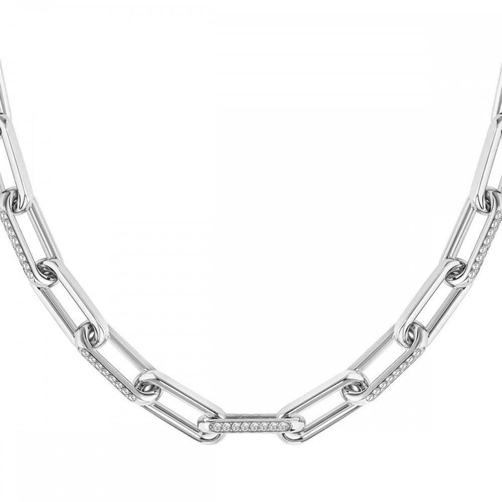 BOSS Halia Crystal Set Silver Link Stainless Steel Necklace