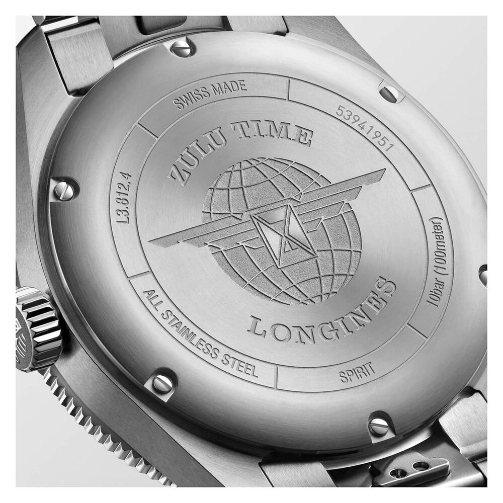 Longines Spirit Zulu 42mm Automatic Black Dial Black Bezel Steel Case Bracelet Watch image number 3