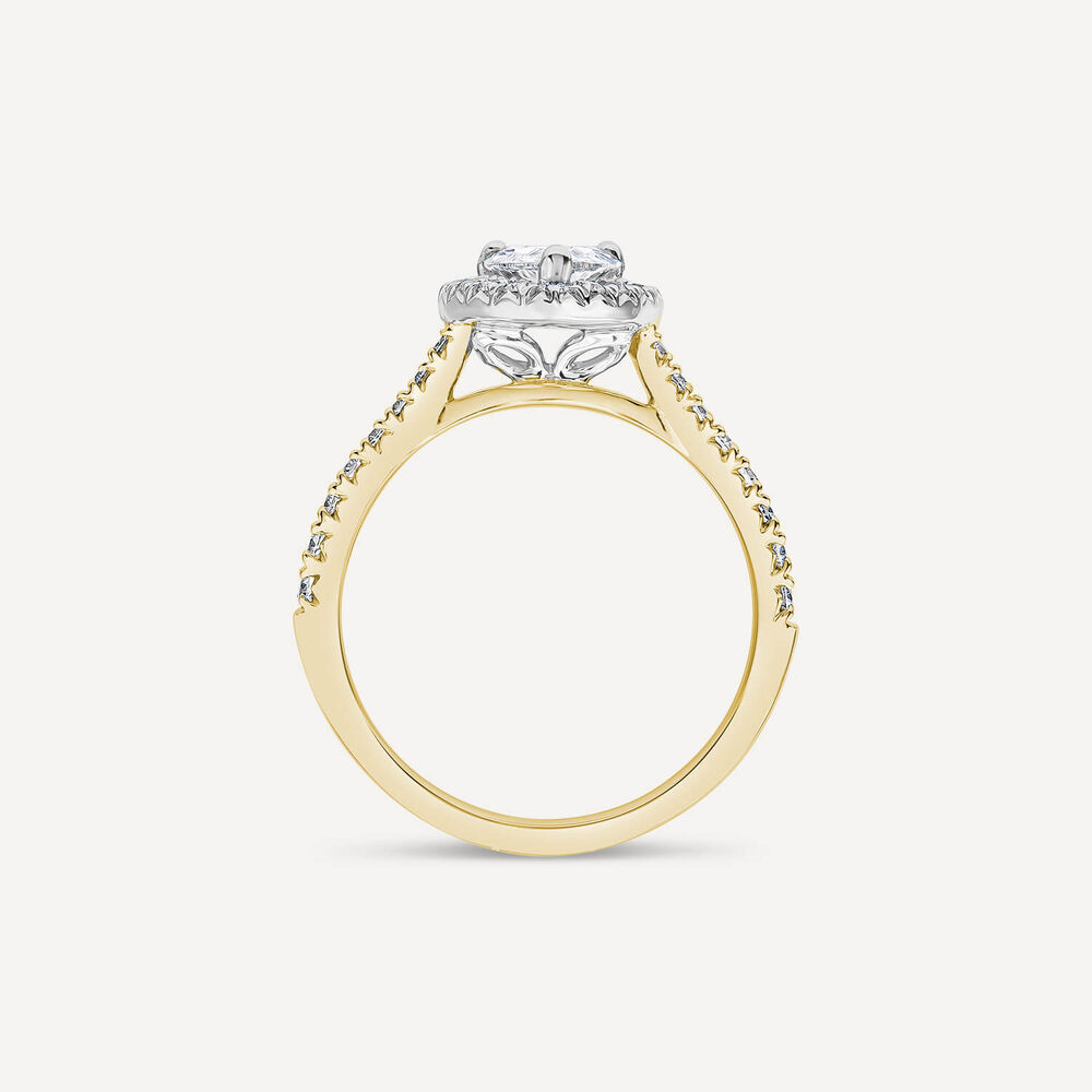 Born 18ct Yellow Gold 1.61ct Lab Grown Pear Halo & Diamond Sides Ring image number 3