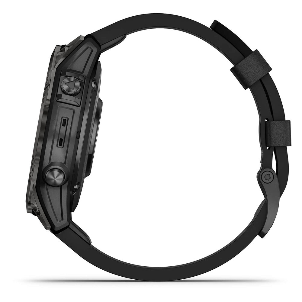Garmin Epix Pro Gen 2 Sapphire 47mm Carbon Grey DLC Titanium Case Black Leather Strap Watch image number 7