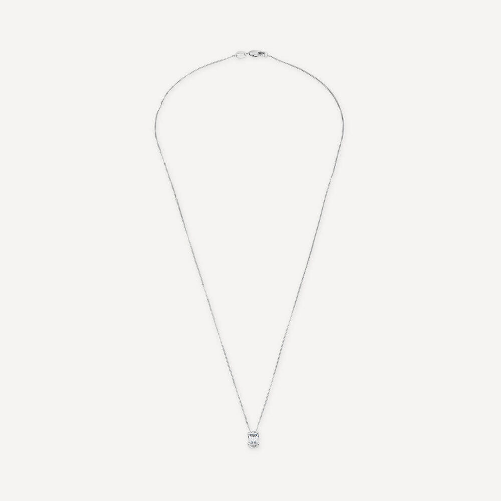 Born 18ct White Gold Lab Grown 0.70ct Emerald Cut Diamond Pendant image number 2