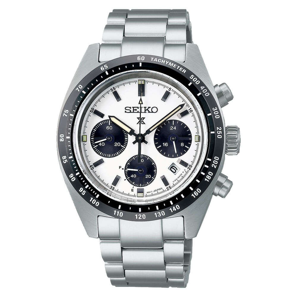 Seiko Prospex Speedtimer Solar 39mm Chronograph White Dial Steel Case Bracelet Watch image number 0