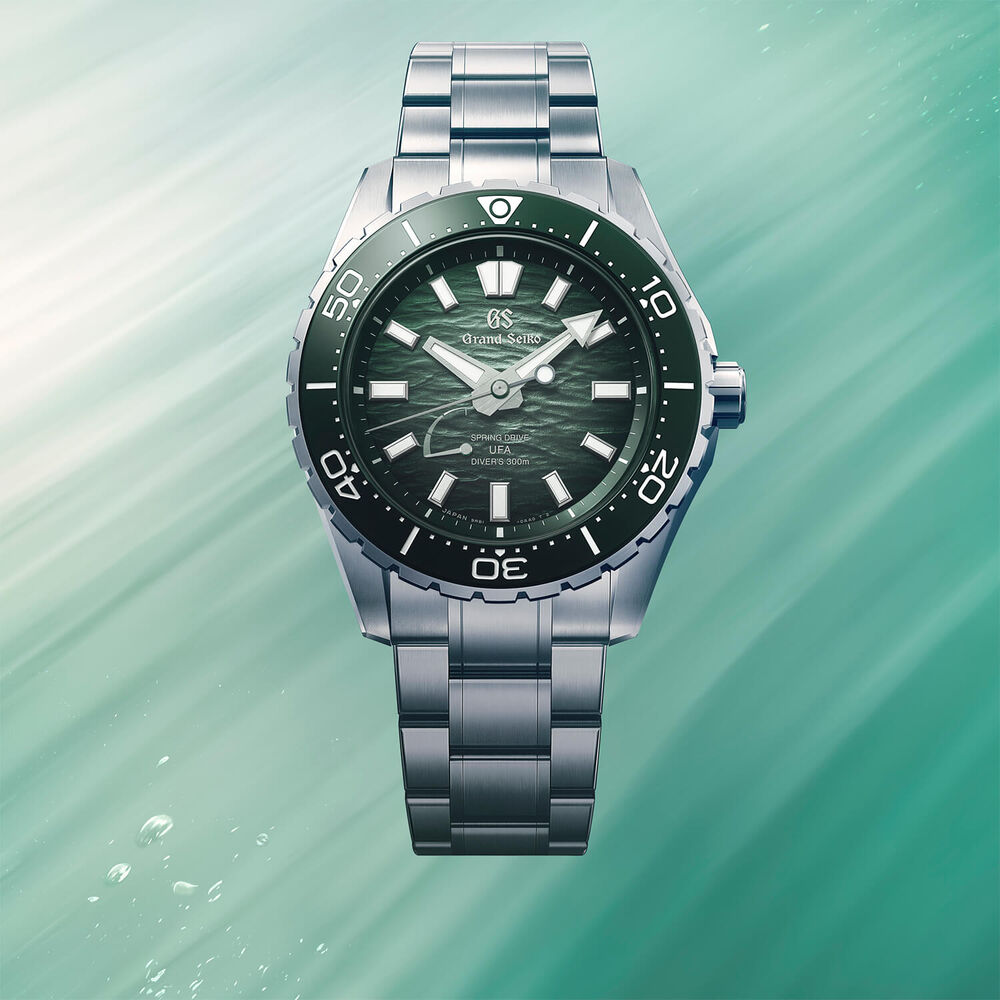 Grand Seiko &lsquo;Ushio&rsquo; Diver Spring Drive UFA 40.84mm Green Dial Titanium Bracelet Watch