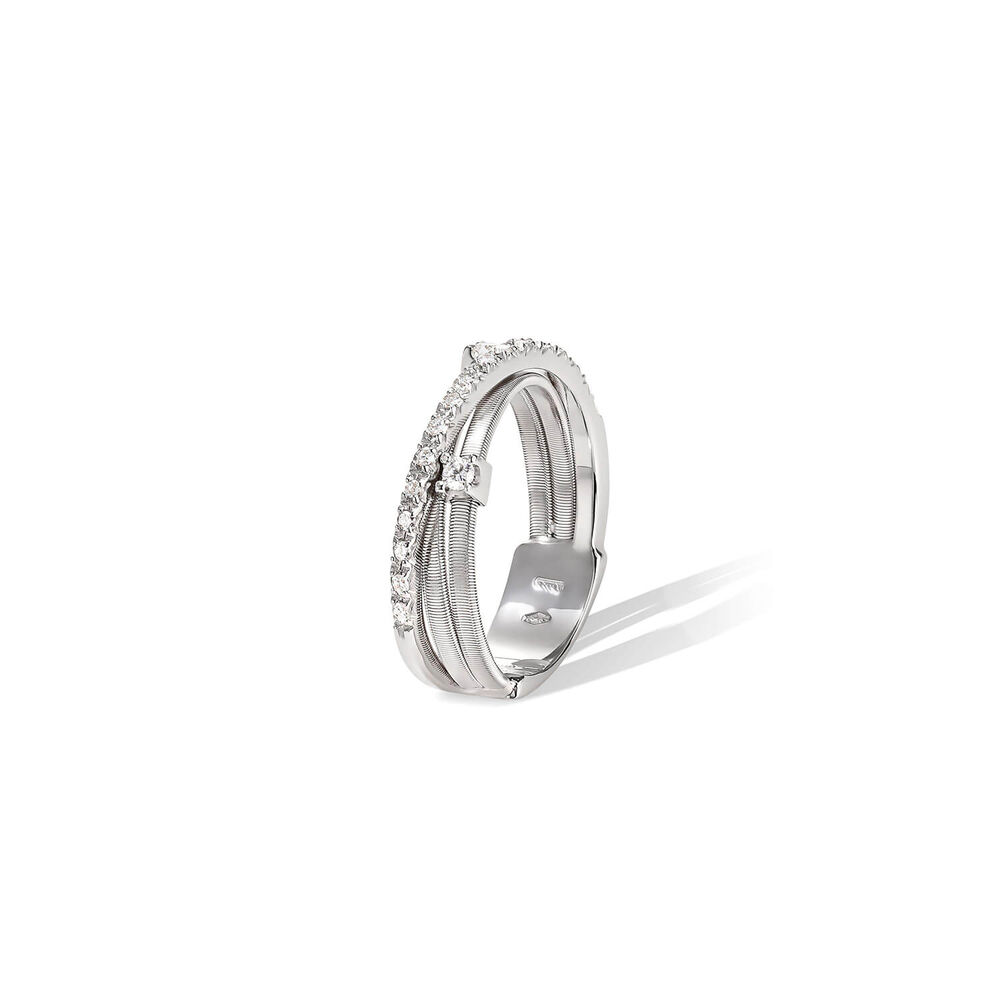 Marco Bicego Goa 18ct White Gold Diamond Three Strand Ring image number 0