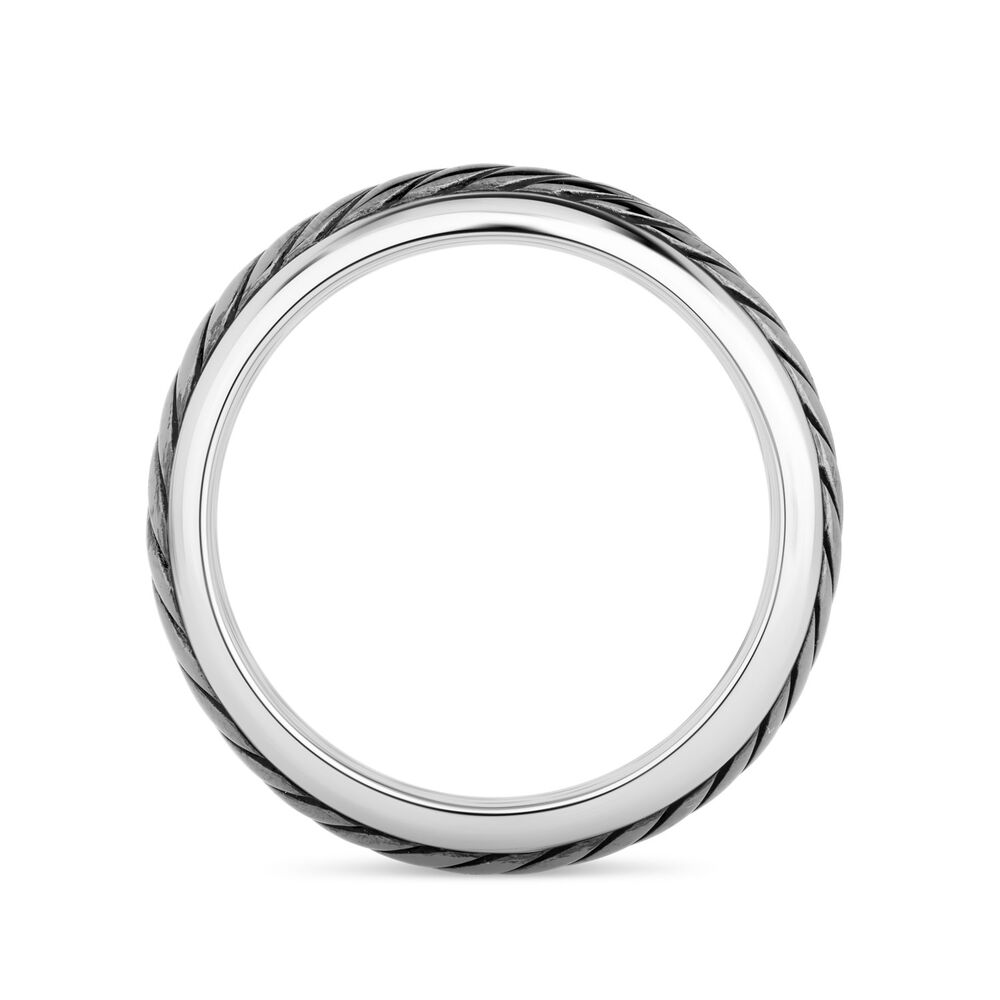 Gents Sterling Silver Oxidised Twist Band