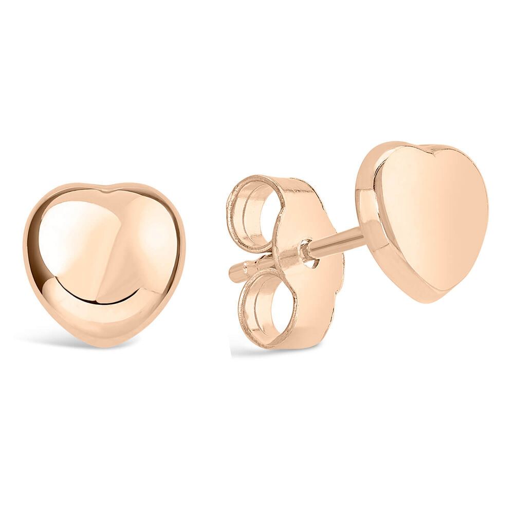 9ct Rose Gold Heart Earrings image number 1