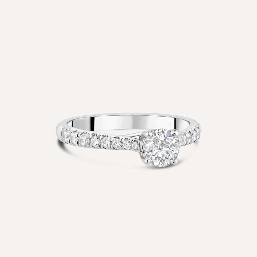Platinum Orchid Setting Solitaire With 0.75 Carat Diamond Shoulders Ring image number 4