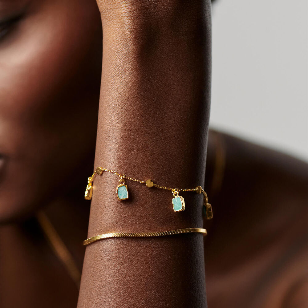 Missoma 18ct Gold Plated Brass Lena Amazonite Charm Bracelet