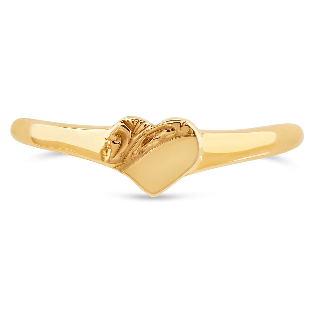 9ct Yellow Gold Half Engraved Heart Baby Signet Ring