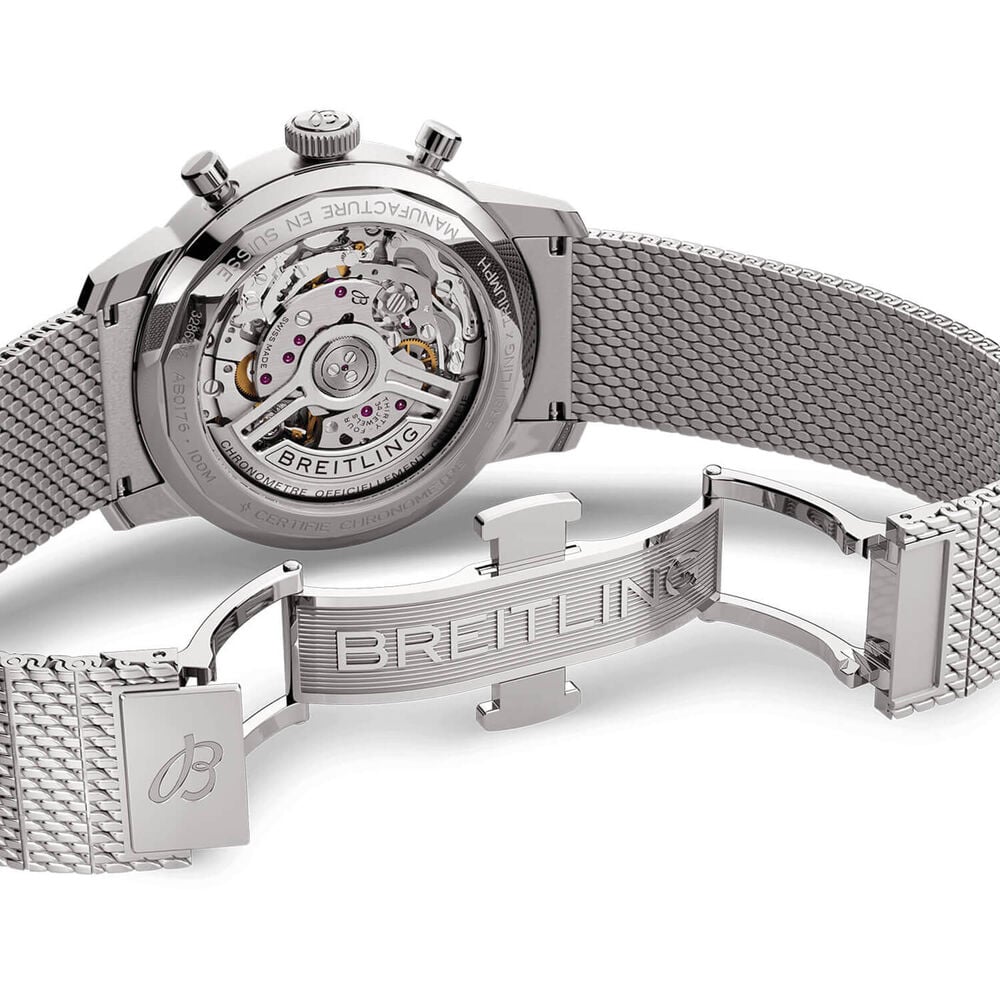 Breitling Top Time B01 Triumph 41mm Blue & Black Chrono Dial Steel Bracelet Watch image number 5
