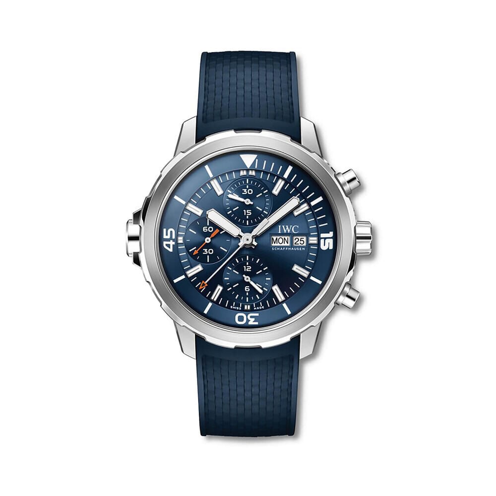 IWC Schaffhausen Aquatimer Chronograph Blue Dial Strap Watch