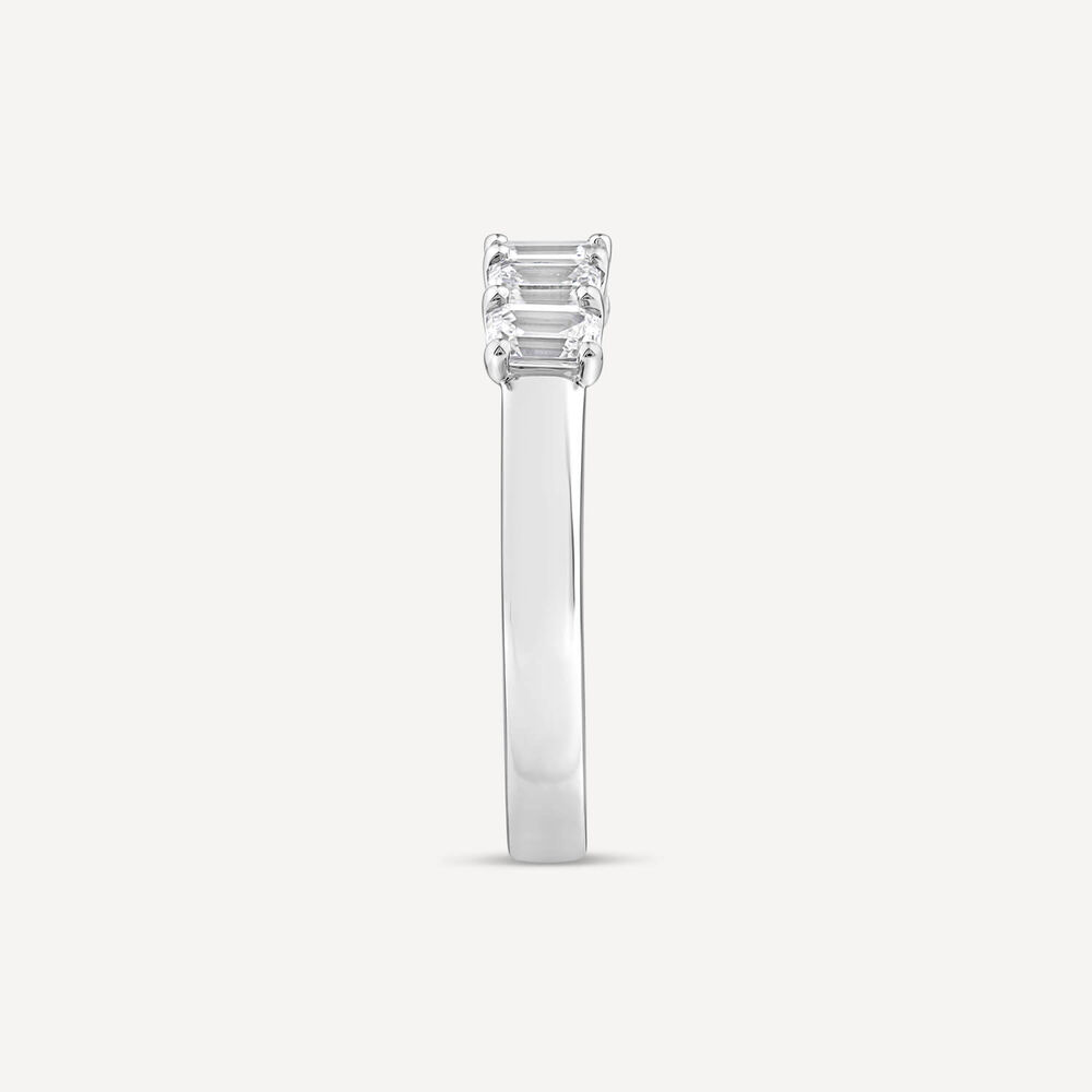 Born Platinum 0.90ct Lab Grown 5 Stone Emerald Cut Half Eternity Diamond Ring image number 3