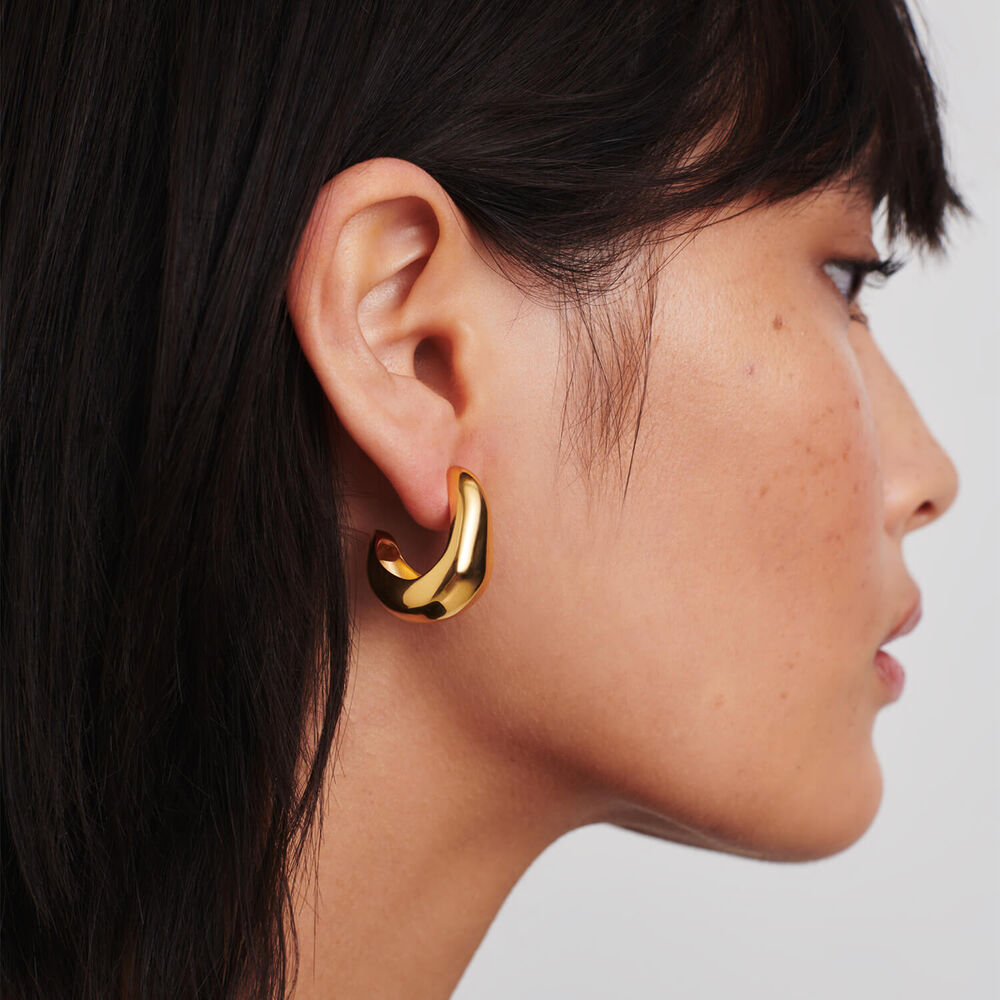 Missoma 18ct Gold Plated Brass Dome Medium Hoop Earrings