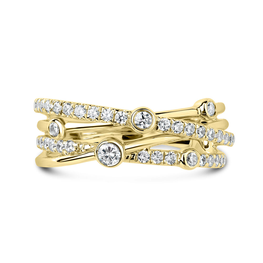 9ct Yellow Gold 0.50ct Diamond Crossover Bubble Ring image number 5