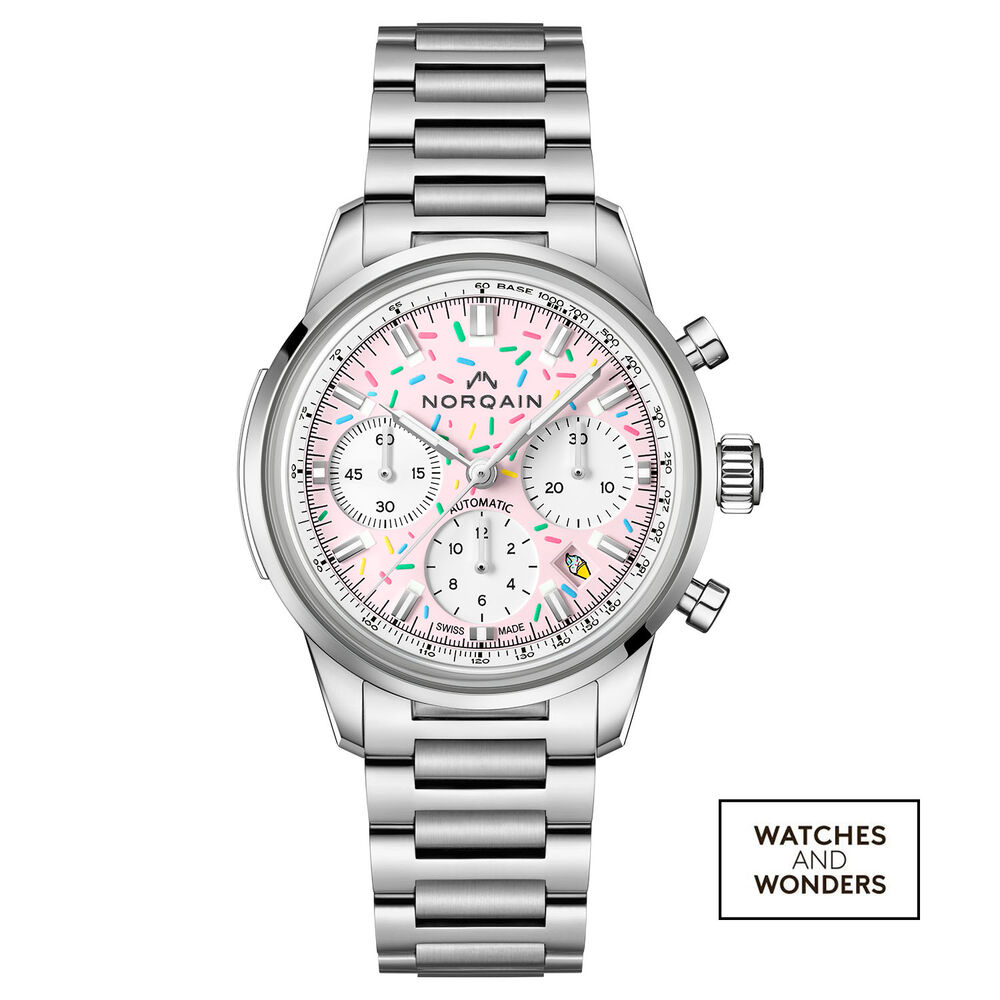 NORQAIN Freedom Chrono Enjoy Life 'Sprinkles' Special Edition 40mm Pink Dial Bracelet Watch