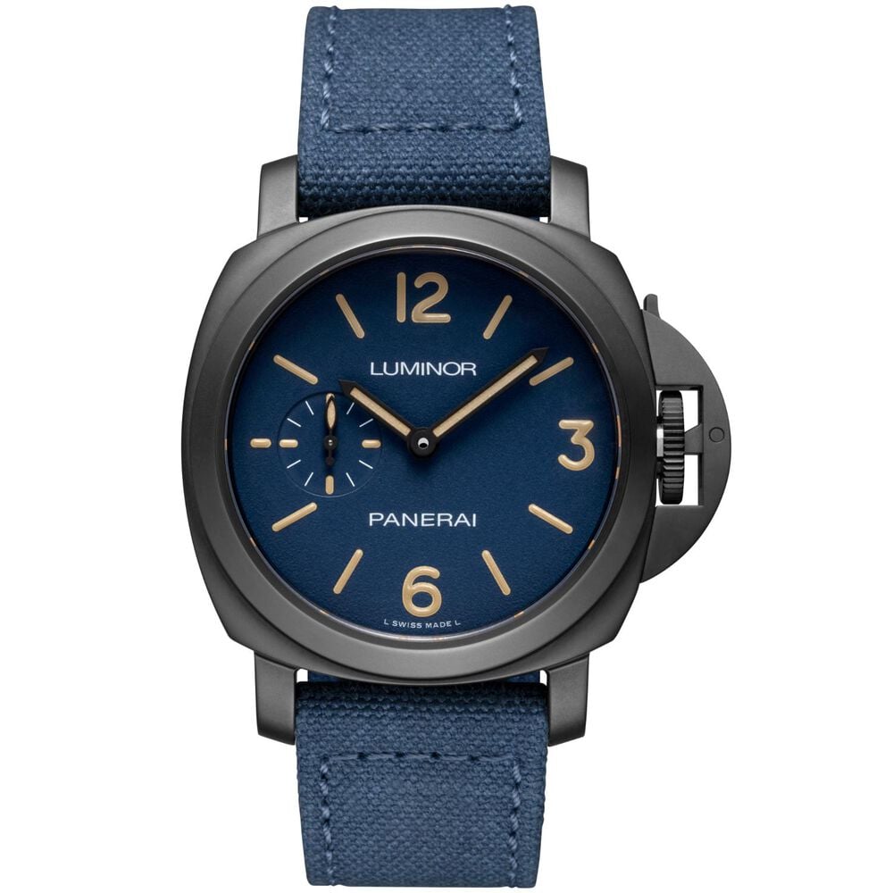 Panerai Luminor 42mm Blue Dial Canvas Strap Watch