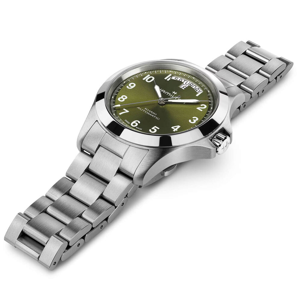 Hamilton Khaki Field King Day-Date 40mm Green Dial Steel Bracelet Watch