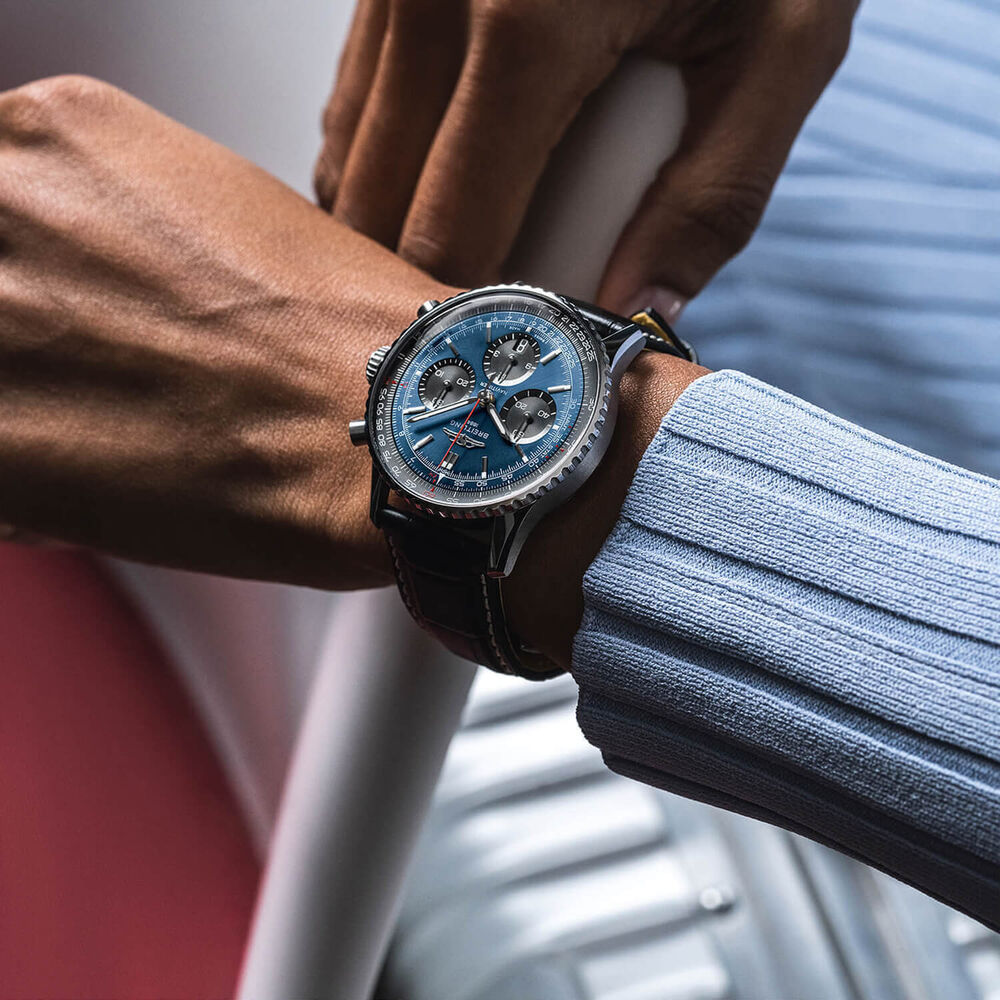 Breitling Navitimer B01 Chronograph 41 Blue Dial Black Details Black Strap Watch image number 4