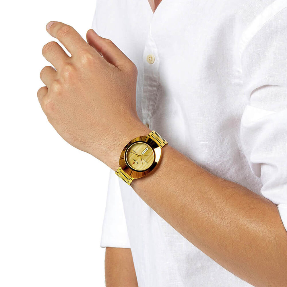 Rado DiaStar Original Automatic 38mm Yellow Gold Dial PVD Stainless Steel Bracelet Watch image number 5