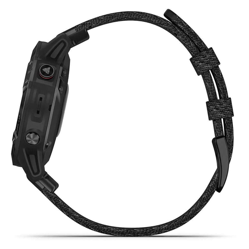 Garmin Fenix 6 Sapphire Black DLC Heathered Nylon Band Smartwatch image number 3