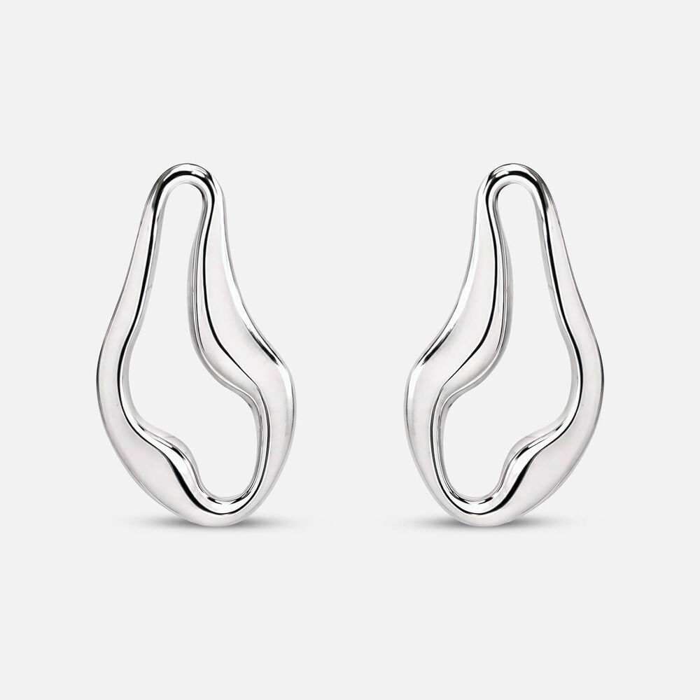 Sterling Silver Open Swirl Centre Drop Earrings