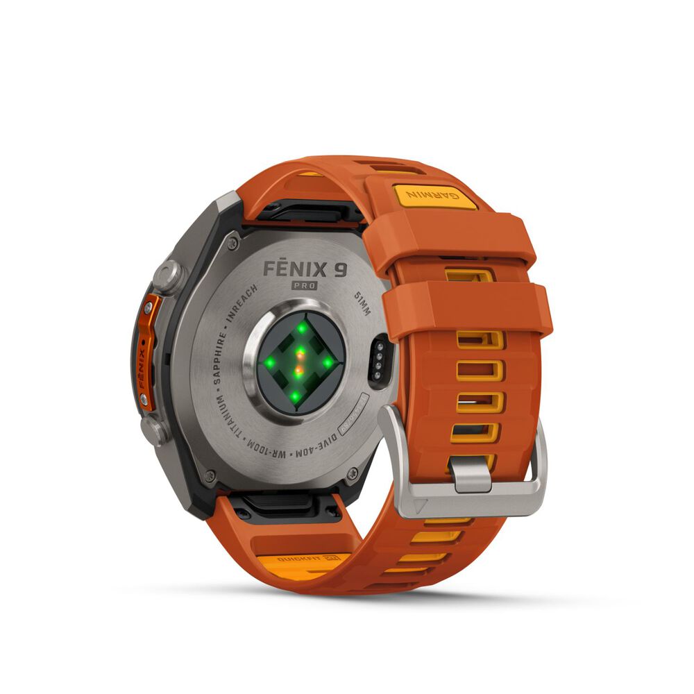 Garmin fenix 9 Pro 51mm Titanium Autumn Orange/Spark Orange Silicone Strap Watch