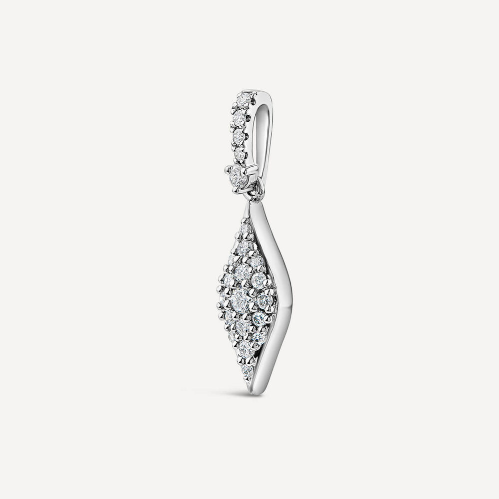 9ct White Gold 0.18ct Diamond Shape Pave Diamond Pendant (Chain Included)