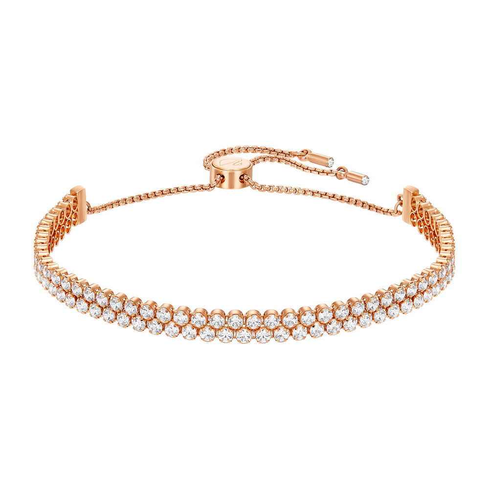 Swarovski Crystal Subtle Rose Gold Plated Double Row Slider Bracelet image number 0