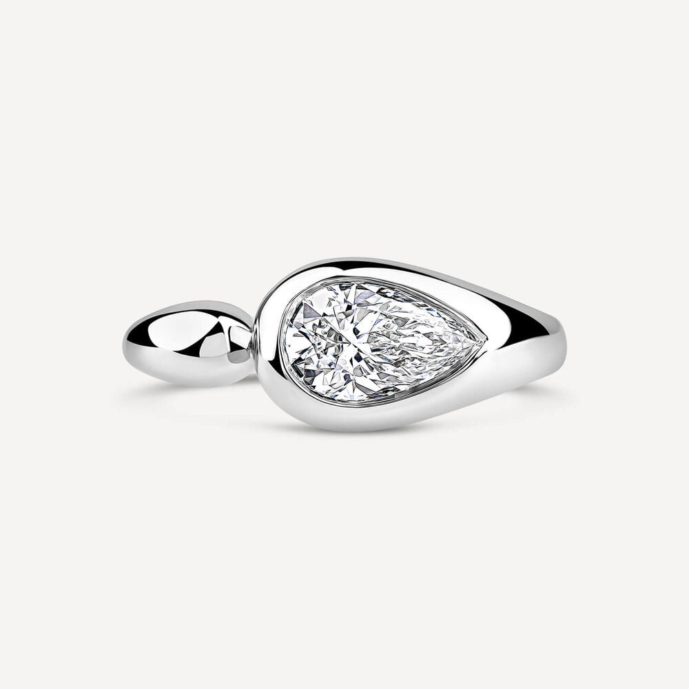 Born Orbit 9ct White Gold Lab Grown 1ct Pear Diamond Ring