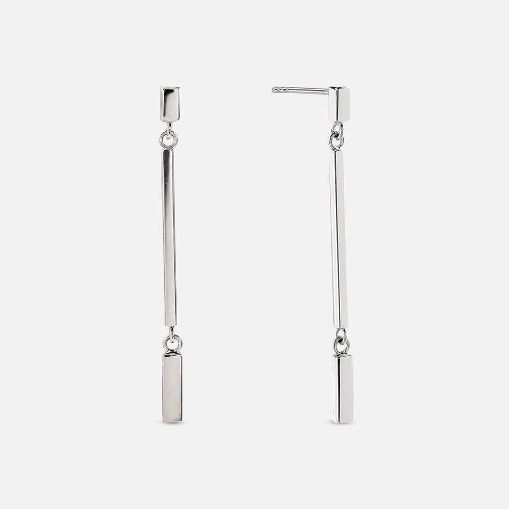 Sterling Silver Long Bar Drop Earrings