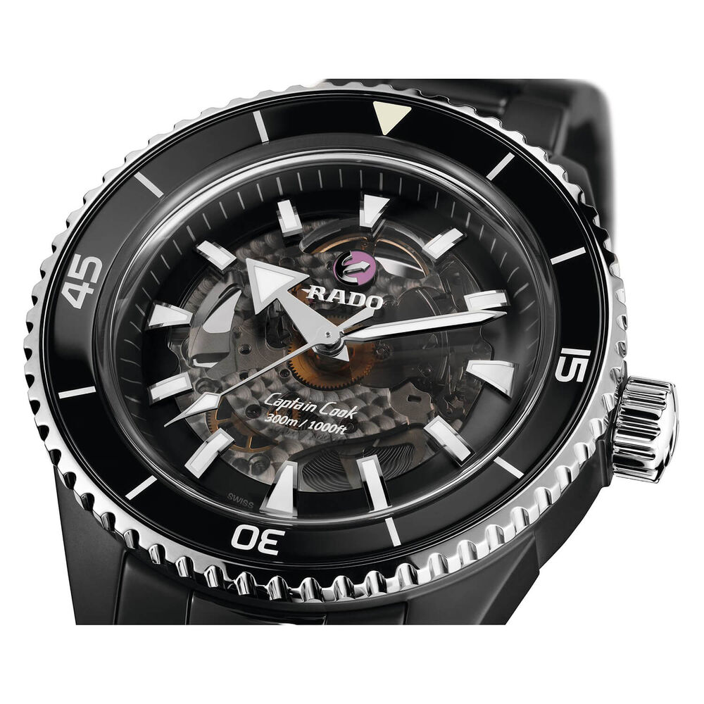 Rado Captain Cook 43mm Black Ceramic Steel Bezel Case Bracelet Watch image number 3