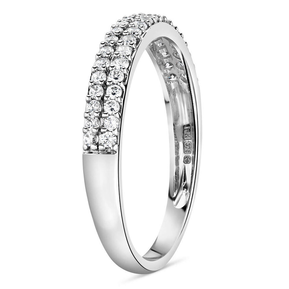 9ct White Gold 2 Row Pave Cubic Zirconia Half Eternity Ring image number 3
