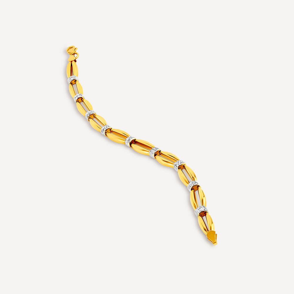 9ct Yellow Gold Diamond Cut Lips Bar Bracelet image number 3