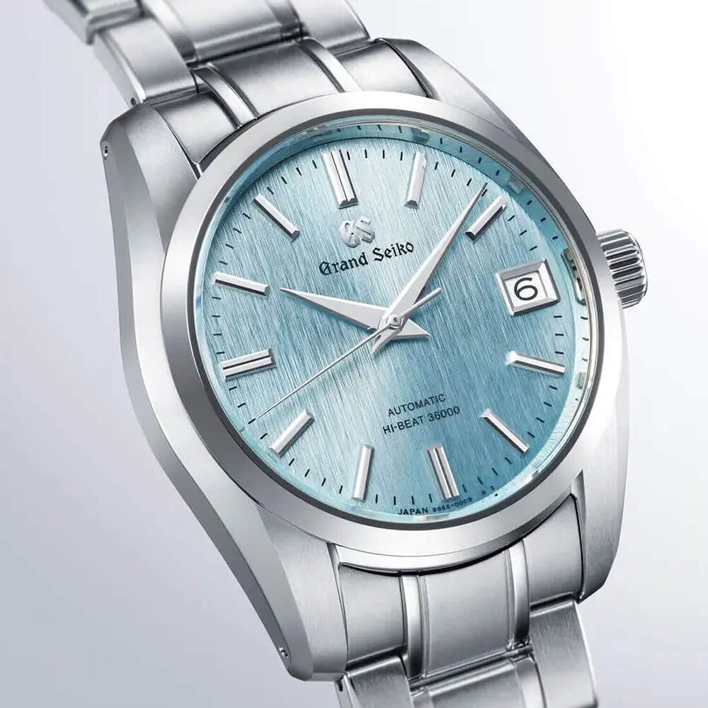 Grand Seiko Heritage 'Icefall' Hi-Beat 1998 Revival 37mm Light Blue Dial Steel Bracelet Watch image number 2