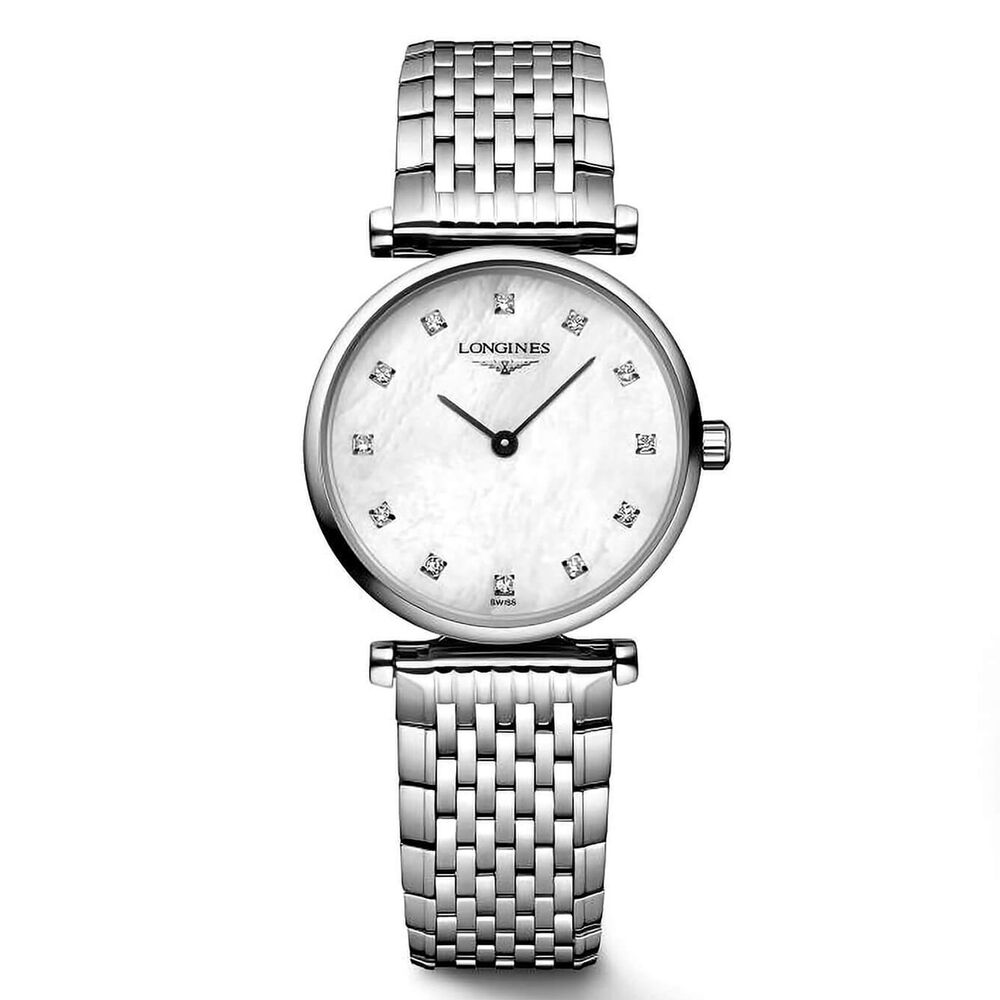 Pre-Owned Longines La Grande Classique 24mm White Mother of Pearl Steel Bracelet Watch