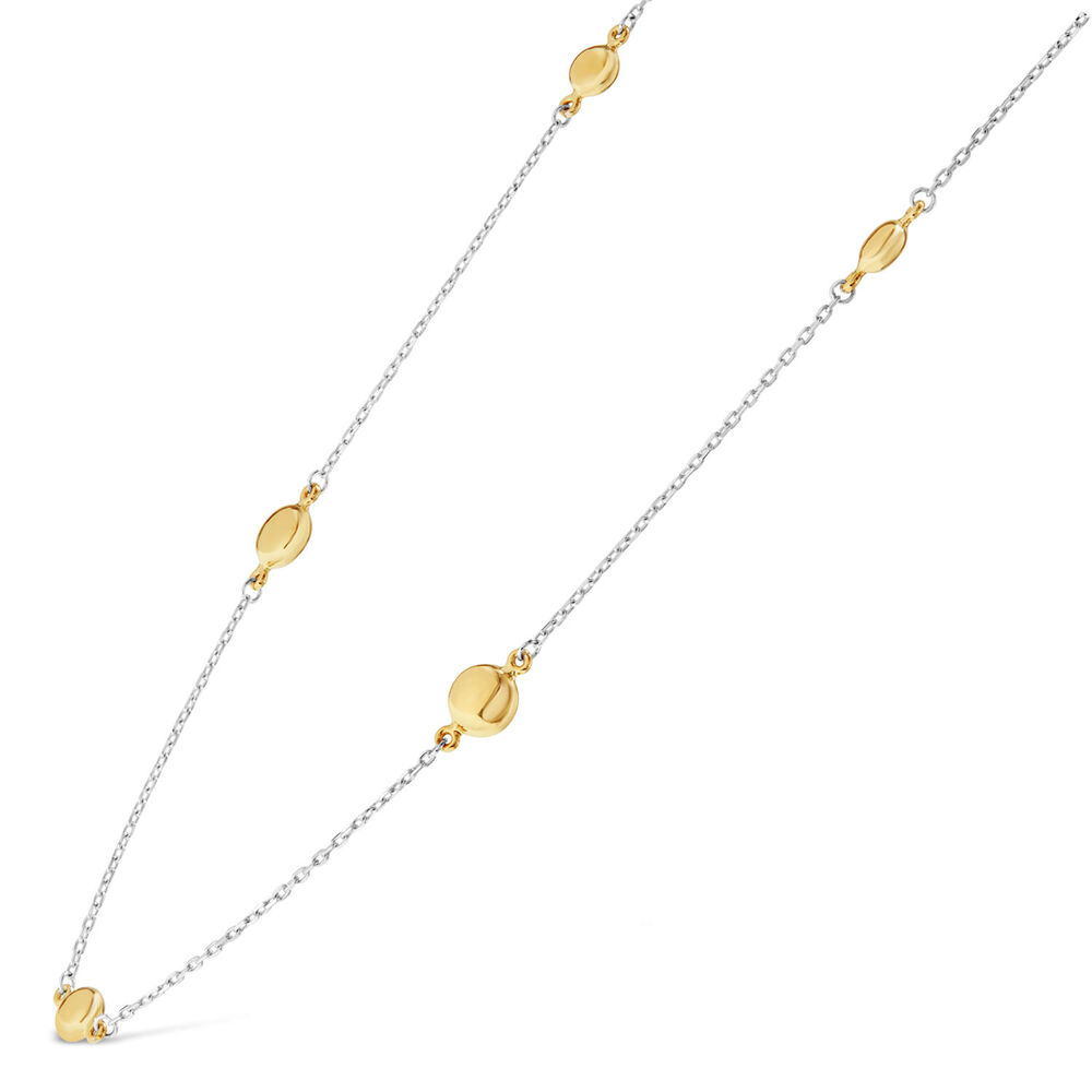 9ct Yellow & White Gold Beads and Chain Necklet