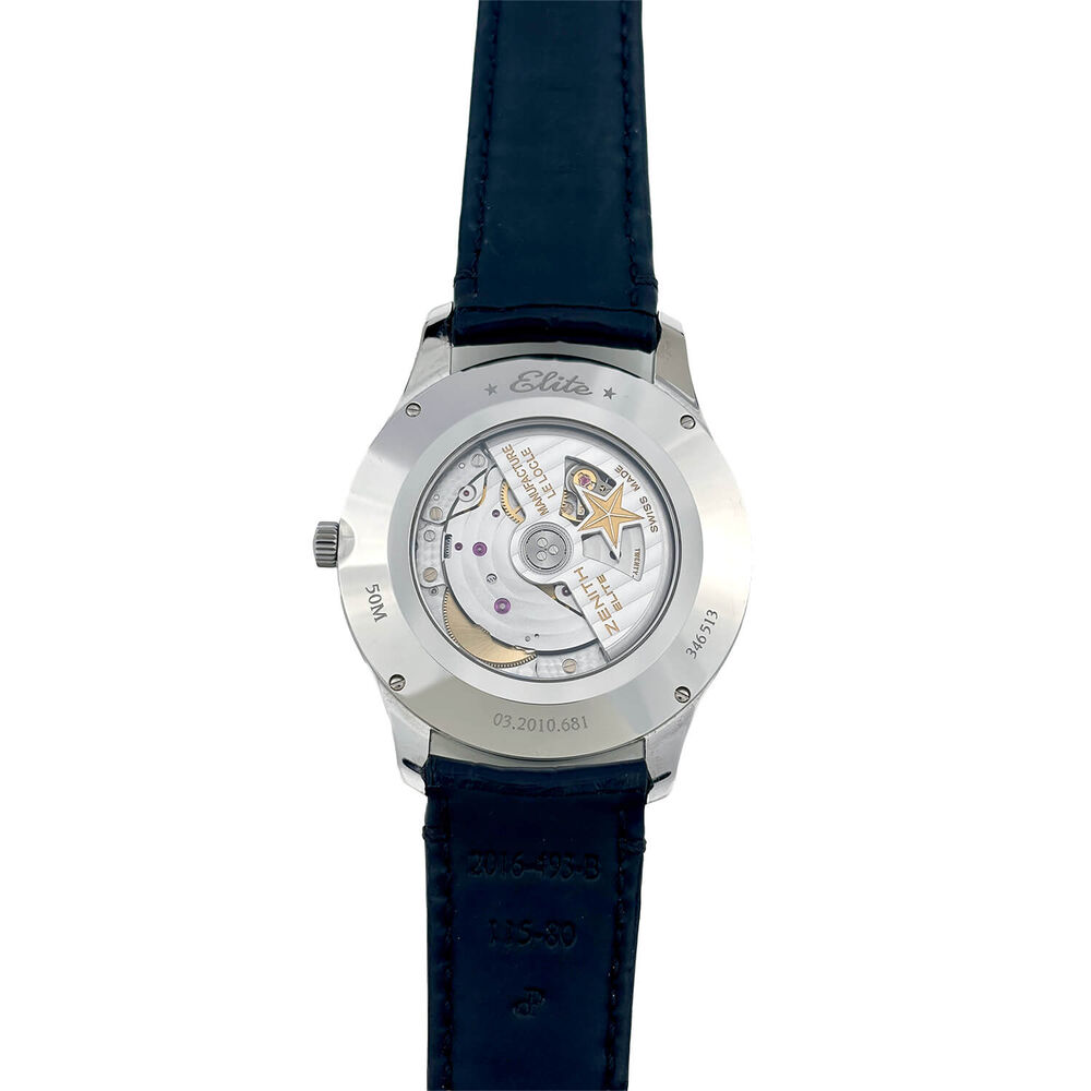 Pre-Owned Zenith Elite Classic 40mm Silver Dial Leather Strap Watch image number 3
