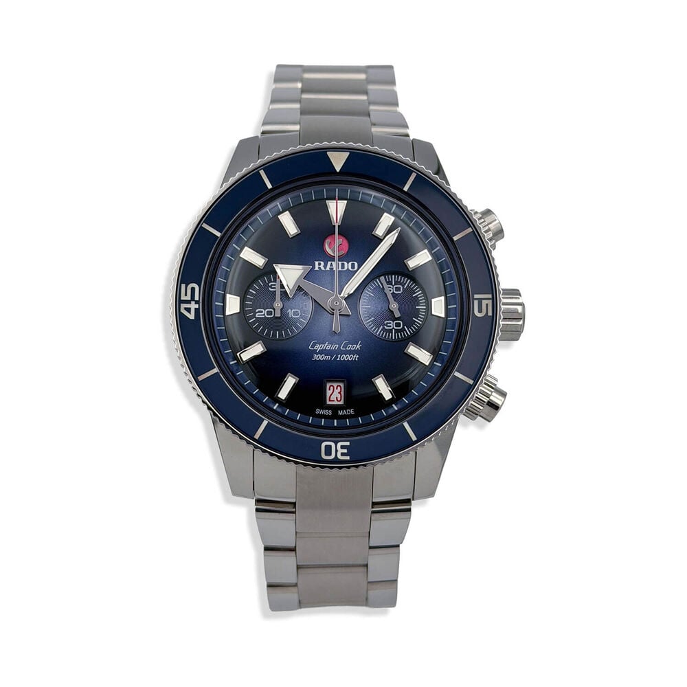 Pre-Owned Rado Captain Cook Chronograph 43mm Blue Dial Bracelet Watch
