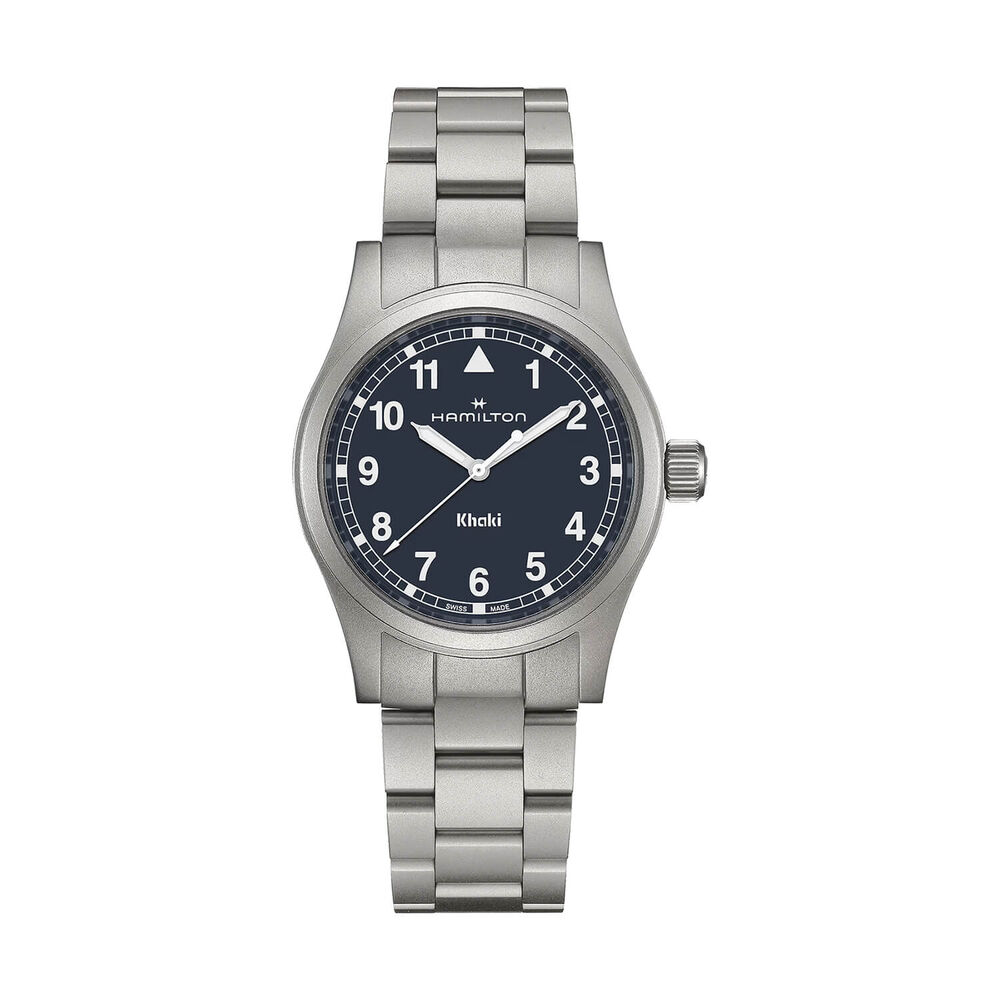 Hamilton Khaki Fields Quartz 38mm Blue Dial Steel Bracelet Watch image number 0