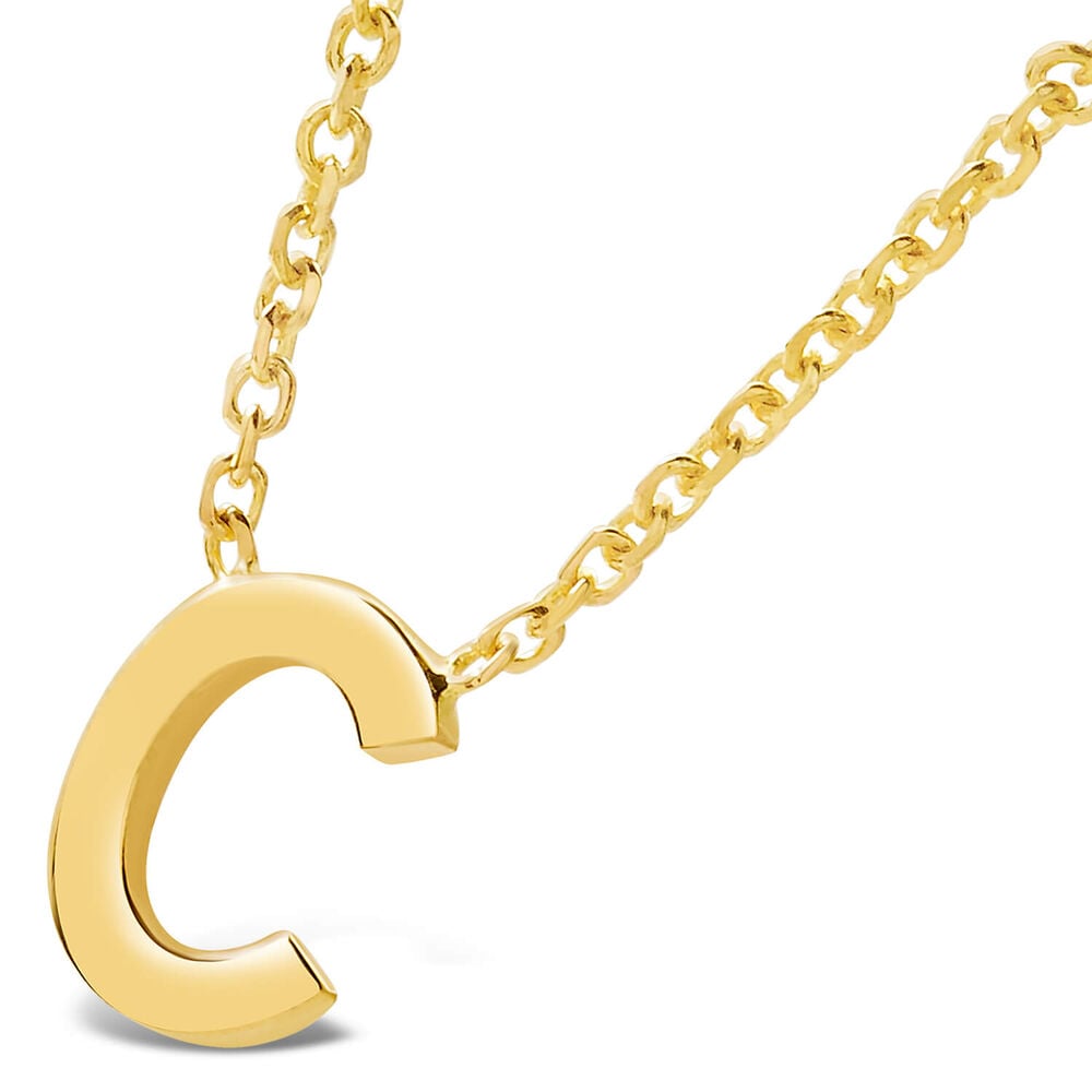 9 Carat Yellow Gold Petite Initial C Necklet (Chain Included)