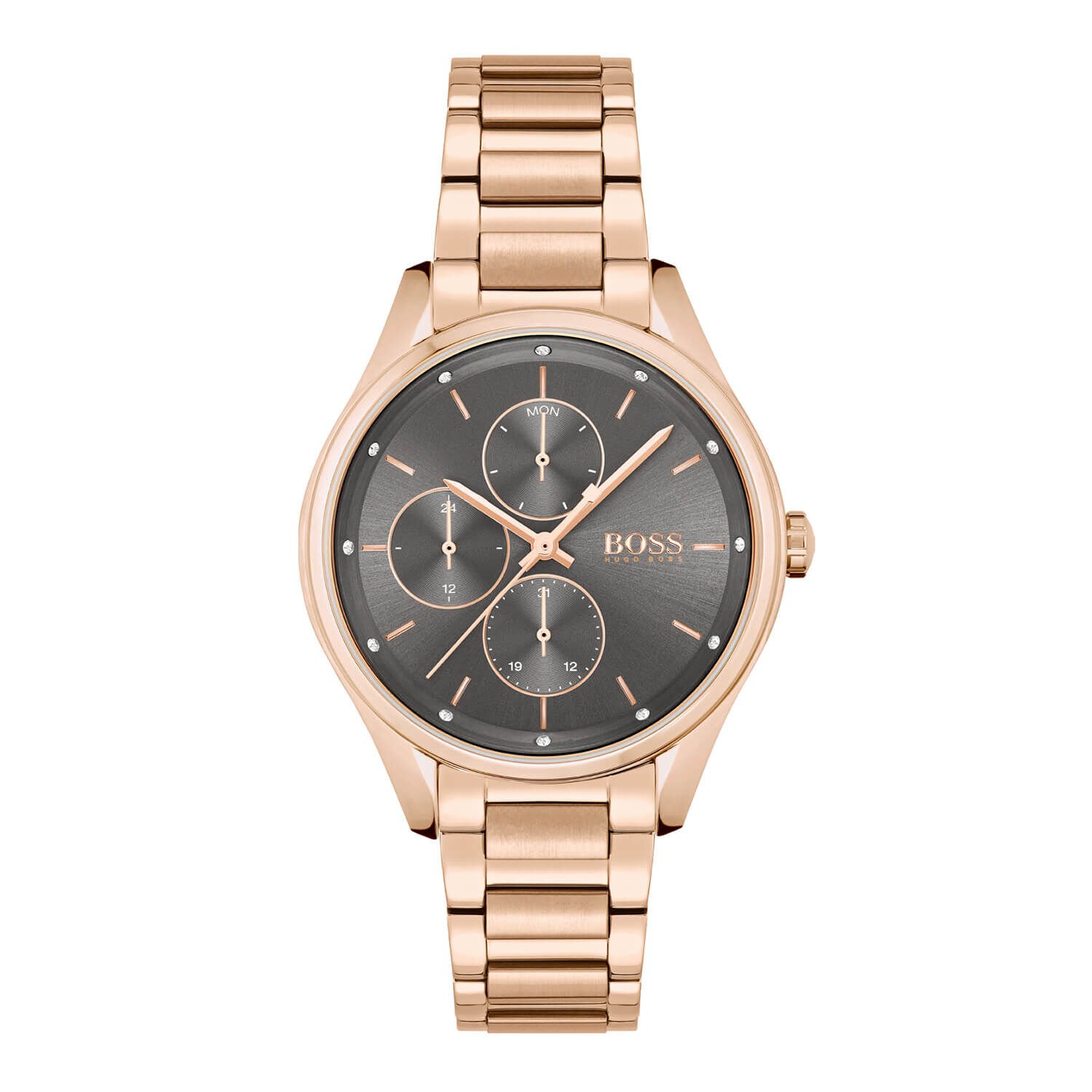 Hugo Boss Grand Course 36mm Grey Dial Rose Gold Case Watch