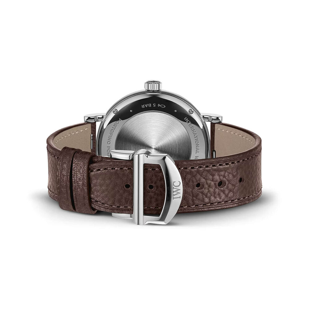 IWC Schaffhausen Portofino Pointer Date 39mm Silver Dial Brown Leather Strap Watch image number 3