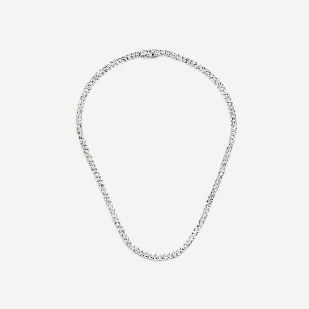 Sterling Silver Claw Set Cubic Zirconia Tennis Necklet image number 2