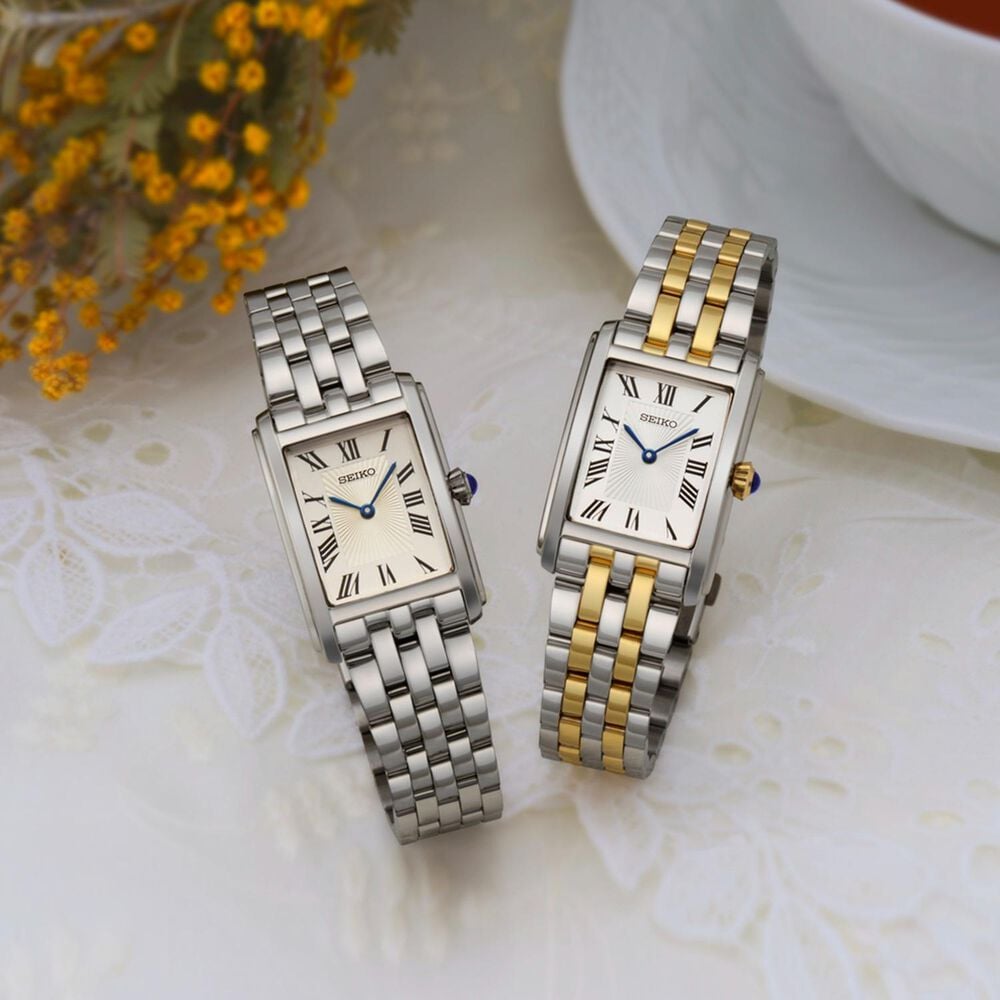 Seiko 22.2x33.1mm White Dial Two Tone Stainless Steel Bracelet Watch