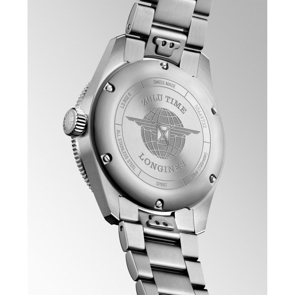Longines Spirit Zulu Time 39mm Black Dial & Bezel Steel Bracelet Watch image number 4